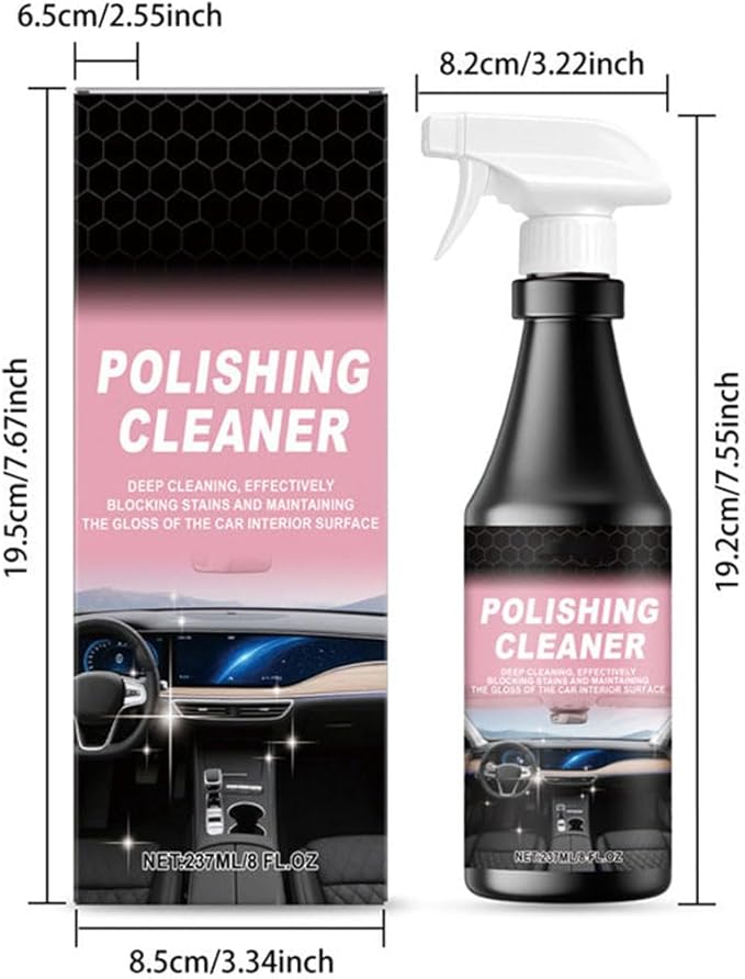 Car Interior Care & Cleaner Spray, 237ml Polishing Cleaner Car Interior Spray, Powerful Interior Detailer Spray for Cars, Multifunctional Car Interior Cleaner for Dashboards, Seats (3Sets)