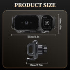 FunApricity Wireless Charging Rotating Car Mount,High Intelligent 2 in 1 Auto Rotating Phone Holder,Car Charger Fast Charging, One-Click Auto-Rotating & Clamping for Smartphone/Pad/Foldable Phone