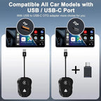 Wireless CarPlay & Android Auto Adapter, Car Navigation Dongle, Compatible with Most Cars, with Toggle Switch, Ideal for Two People Using The Same car, one with iOS and The 2nd with Android