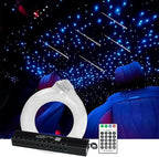 AMKI 96pcs*0.04in*9.8ft Pure White Meteor Shooting Stars Effect Fiber Optic Lights Kit,12 Holes LED MeteorLight Engine with Bluetooth+RF Remote Control 20 Meteor Modes