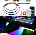 Car Interior Ambient LED Light with APP & Remote Control, 43.3" Music Mode Fiber Optic USB Powered Acrylic Atmosphere Lamp Strip, Flexible RGB Auto Inside Neon Light Kit, Universal Fit