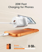 VRURC Charger for iPhone & Apple Watch, 20W USB C Fast Charging Block, 3-in-1 Compact Travel Adapter with 2 Port for iPhone 17/16/15/14/13, Wireless Magnetic for iWatch SE/11/10/9/8/7/6/5/4-White