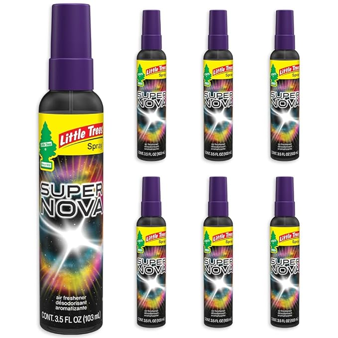LITTLE TREES Car Air Freshener | Spray Provides a Long-Lasting Scent for Auto or Home | On-the-go Freshness | Supernova, 6 Air Fresheners
