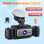 Dash Cam 4 Channel HD Front and Rear Inside Left Right Car Camera Dashcam Voice Control Wide Angle Night Vision, 24H Parking Mode (Only)