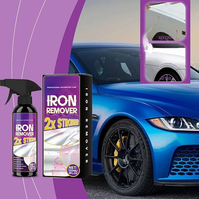 Iron Remover Car Detailing, Multipurpose Iron Powder Remover Spray, IronDecon Spray, Pulls Out Brake Dust, Rust & Fallout, for Motorcycle Tires, Brake Calipers, Boats, RVs, and Painted Surfaces