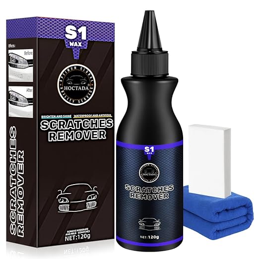 2026 New Upgraded Car Scratch Remover, Scratch and Swirl Remover for Vehicles Blemishes, Non-Toxic Car Paint Scratch Repair, Polishing & Waxing Kits with Buffer Pad, Microfiber Towel (1)