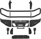 Hooke Road Tacoma Front Bumper Grille Brush Guard for 2005-2011 Toyota Tacoma 2nd Gen Pickup, Steel Push Bull Bar with Winch Plate & LED Lights, Full-Width Off Road Protection