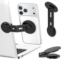 Magnetic Laptop Phone Holder, Foldable Hidden Mount Compatible with iPhone 17/16/15/14/13 & All Phone, 360° Rotating Monitor Side Phone Stand for Laptop, Tesla Model 3/Y, Desktop, Black
