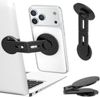 Magnetic Laptop Phone Holder, Foldable Hidden Mount Compatible with iPhone 17/16/15/14/13 & All Phone, 360° Rotating Monitor Side Phone Stand for Laptop, Tesla Model 3/Y, Desktop, Black