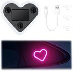 iFunyLED Car LED Interior Lights, Heart-Shaped Ambient Light for Windows, 5 Lighting Modes, Charging Through Type-c and Solar Energy, Car Decorations for Women Men, Pack of 1, (Pink)