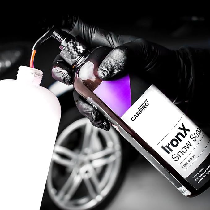 CARPRO IronX Snow Soap - Car Wash Pre-Wash Cleaner and Degreaser on Paint, Glass, Wheels, Headlights, Plastic Trim - Remove Old Wax & Brake Dust- Gallon (135oz)