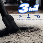 Koblenz WD-9 L212 Wet Dry Vacuum Cleaner, 9 Gallon, 5.0 PHP, 3-in-1 Suction & Blower, Big Vacuum Cleaners for Home, Heavy Duty Shop Vac, Click-N-Lock Hose, Swivel Casters, Black/Blues