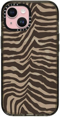 CASETiFY Impact Case for iPhone 15 [8.2ft 4X Military Grade Drop Protection/Compatible with Magsafe] - Zebra-Brown - Clear Black