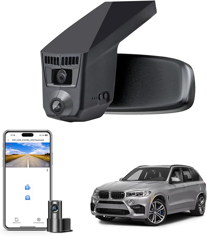 Mangoal Front 4K & Rear 1080p Dash Cam for BMW X5 Gen3 F85 F15 2014 2015 2016 2017 2018(Model C), X5M sDrive35i xDrive35i xDrive35d xDrive50i, OEM Style, 2160P UHD Video, WiFi & APP, 128GB Card