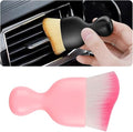 Blilo Car Interior Detailing Brush with Dust Cover, Auto Soft Hair Cleaning Brushes, Scratch Free Curved Dirt Collectors, for Vehicle Dashboard Air Conditioner Vents Leather(Pink/Red)