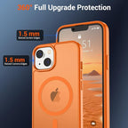 SUPFINE Magnetic for iPhone 15 Plus Case & iPhone 14 Plus Case with Screen Protector (Compatible with MagSafe)(Military Grade Drop Protection) Translucent Shockproof Phone Cover,Starry Orange