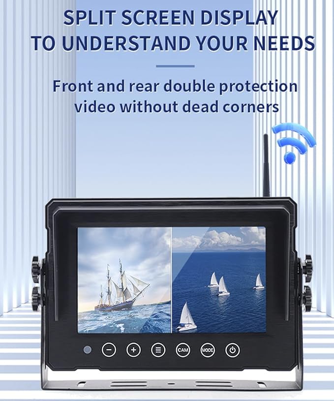 Digital Wireless 7" Monitor Forklift Front View Camera Magnetic 9600mA Battery