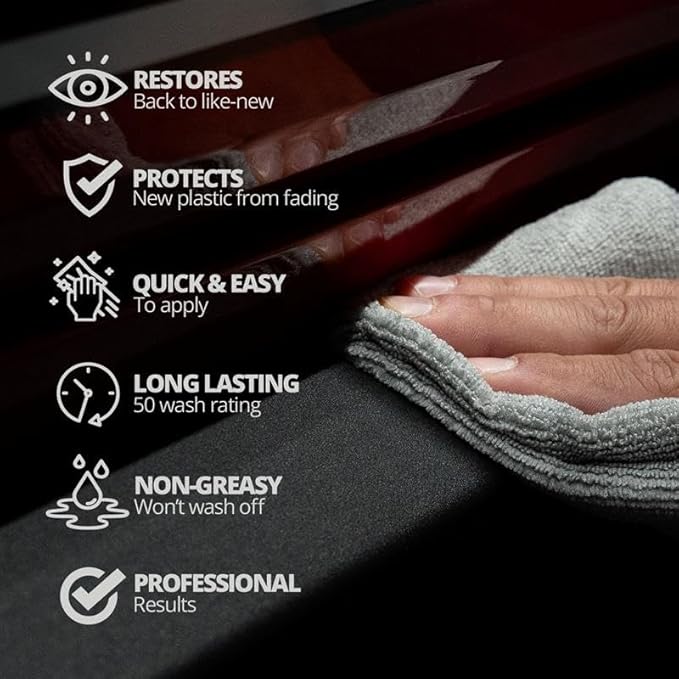 Cerakote Rapid Ceramic Plastic Restorer and Protectant - 50 Wash Rating - Protects New Trim - Restores Faded Plastic - Non-Greasy Finish - Ceramic Spray Coating for Cars and Trucks