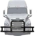KOZAK Compatible with Freightliner Cascadia 2018+ Front Grille Deer Moose Brush Guard - Black Finish w/Built-in 16" LED Bar PLUS Mounting Brackets, Logo, License Plate Holder and Frame, Wipers, Vest