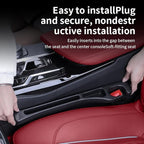 Car Seat Gap Filler Organizer, Universal Fit, Black, PU Leather, 2 Pack with Storage Pockets