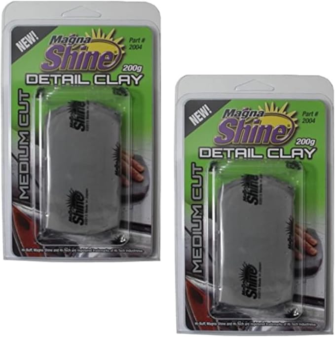 Magna Shine Medium Duty Clay Bar 2 Pack – 200g Large Size Detailing Clay for Car Paint, Glass, Plastic, Metal – Removes Contaminants, Tree Sap & Fallout