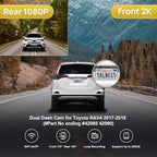 Fitcamx Front 2K+Rear 1080P Dash Cam Adapts for Toyota RAV4 2017 2018 (Part No #42080/42090), OEM Factory Look, Dual HD Video, Buillt-in WiFi & APP, Loop Recording, G-Sensor, Easy to Set, 64GB Card