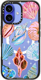 CASETiFY Impact Case for iPhone 16 [Slim / 8.2 ft. 4X Military Grade Drop Protection/Compatible with Magsafe] - Seashell - Clear Black