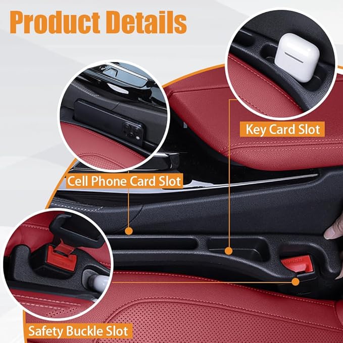 Car Seat Gap Organizer,Seat Gap Filler with Seat Belt Holes,Universal Fit for SUV/Truck/Pickup(Black,2Pack)