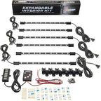 LEDGlow 6pc Multi-Color LED Interior Footwell Underdash Neon Light Kit for Cars & Trucks - 7 Solid Colors - 7 Patterns - Music Mode - Auto Illumination - Universal - Includes 12" Tubes & Control Box
