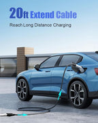 J1772 EV Charger Extension Cable，21FT 32A Extension Cord for 110V-240V J1772 Level 1 and Level 2 Chargers Compatible with Ford GM BMW Cadillac Mercedes Audi Electric Vehicles