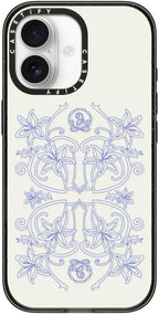 CASETiFY Impact iPhone 17 Case [Slim/Compatible with Magsafe / 8.2 ft. 4X Military Grade Drop Protection] - Luxe Garden Porcelain - Clear Black
