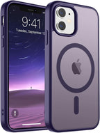 SUPFINE Magnetic for iPhone 11 Phone Case (Compatible with MagSafe) (Military Grade Drop Protection) Translucent Matte Shockproof Phone Cover,Dark Purple