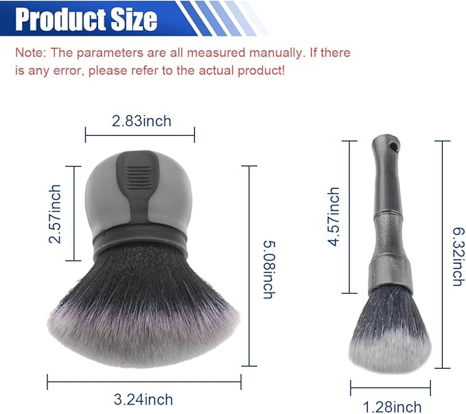 2PCS Car Detailing Brushes, Ultra Soft Bristles Dusting Brushes with Storage Rack, Curveball XL Synthetic Brushes, Covers Large Area Cleaning Tool for Inside or Outside Vehicles (Grey)