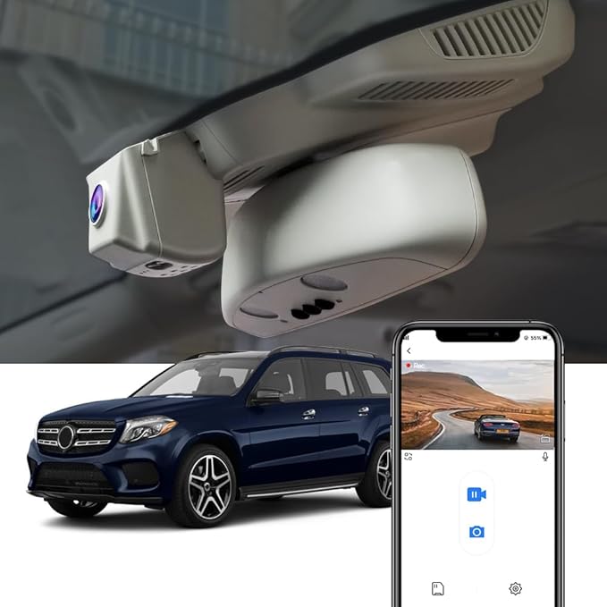 Fitcamx 4K Dash Cam Suitable for Mercedes-Benz GLE GLS 2016-2019 (Model A) W166 X166, Integrated OEM Style, UHD 2160P Video, Loop Recording, Built-in WiFi & APP, G-Sensor, Easy to Install, 64GB Card