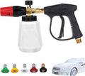 Foam Gun Car Wash Sprayer Set, Adjustable Angle Pressure Washer Gun with 1/4 Inch Quick Connector, Foam Cannon with 5 Pressure Washer Tips and Handle
