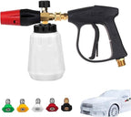 Foam Gun Car Wash Sprayer Set, Adjustable Angle Pressure Washer Gun with 1/4 Inch Quick Connector, Foam Cannon with 5 Pressure Washer Tips and Handle