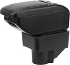 AULPHIKE Compatible with Ford Fiesta Armrest 3 2011-2018 Car Center Console Organizer Armrests Double Layer Storage with USB Ports（Carbon Fiber Style）