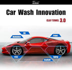Clay Towel 3.0 for Cars, Clay Bar Towel Scratch-Free Autocare Detailing Polishing, Removing Tar Paint Tree-sap Guano Contaminants, Fine Grade, 12" x 12", Red, Mesh Hollow Ver.