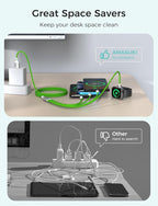 Amasuki Travel Essentials,4 in 1 for Apple Watch Charger/iPhone Charger/Multi Charging Cable,Vacation RV Camping Essentials,USB C/L/Micro Portable Charger for iWatch 11-1/iPhone 17-12,Car&Gift-Green
