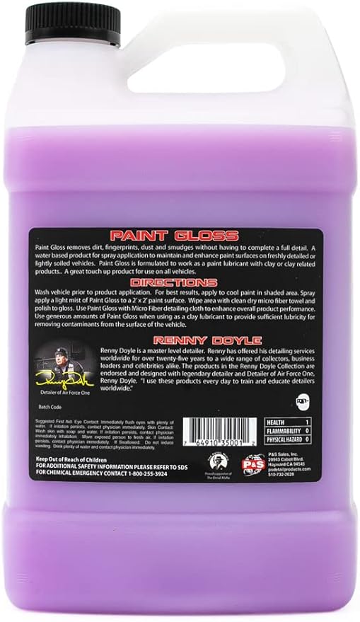 P & S PROFESSIONAL DETAIL PRODUCTS Paint Gloss Showroom Spray N Shine - Professional Car Detailing Spray with Excellent Clay Lubricant, Removes Dirt, Fingerprints, Dust, and Smudges - 1 Gallon