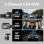 Dash Cam Front and Rear, 1080P Dual Dash Camera, WiFi & App Control, IR Night Vision, 170° Wide Angle, G-Sensor, Parking Mode, 24/7 Loop Recording, 64GB Micro SD Card Included – Black