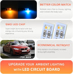 NJSBYL Blue-Orange LED Interior Ambient Circuit Board for B-MW M4 X1 3 4 5 Series Sedan Convertible Coupe F10 F30 F31 F32 F33 F34 F36 F48 F82 F83 Side Door Handle Courtesy Lamp Dual-color