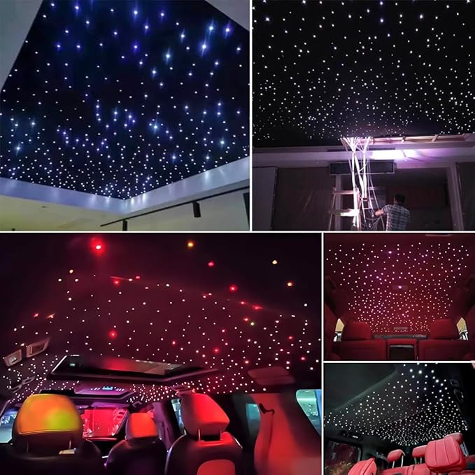 AKEPO Upgraded Twinkle+Music Effect+APP Control Fiber Optic Lights kit for Star Ceiling Sky Light Car/Home, RGBW Light Engine+Optical Fiber Cable 295pcs of 9.8ft/3m(0.03+0.04+0.06in)+28key Remote