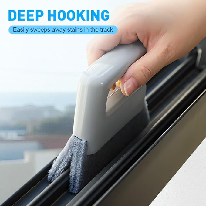 Magic Window Track Cleaner, 2026 Upgraded Handheld Cleaning Brush Set, Creative Cleaner Brushes Tools for Window lides Gaps, Sliding Door Track, Tile Lines Shutter Car Vents (3pcs Grey)