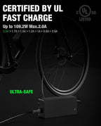 UL Listed 54.6V 2A eBike Charger for 48V Lithium Battery Compatible with 48V Lectric XP 1.0/2.0/3.0,Lectric XPremium, DC 5.5-2.1mm Bicycle Battery Charger Power Adapter
