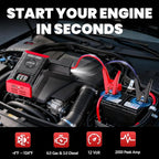 SEAMOUNT 2000A Jump Starter with Air Compressor Combo, Portable Car Battery Booster Pack for 6L Gas / 3L Diesel, 150PSI Tire Inflator, LED Emergency Light, Complete Roadside Kit