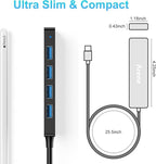 Aceele 4-Port USB 3.0 Hub, Ultra-Slim Data USB Hub with 2ft Extended Cable [Charging Not Supported], USB Extender for MacBook, Mac Pro, Mac mini, iMac, Surface Pro, XPS, PC, Flash Drive, Mobile HDD