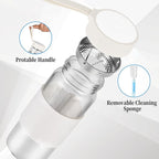 Small Glass Shaker Bottle,16oz BPA Free Odorless Shaker Bottle with 304SS Mixing Ball and Removable Cleaning Brush for Fitness & Protein Shakes(White-1Pack)