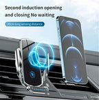 Generic 15W Wireless Car Charger Automatic Sensor Clip Charging Bracket Mobile Phone Holder - (Silver)