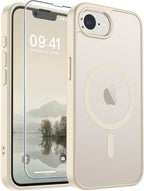 SUPFINE Magnetic for iPhone 17e Case/iPhone 16e Case (Compatible with MagSafe)(Military Grade Drop Protection) Slim Translucent Matte Shockproof with Anti-Fingerprint Phone Case,Antique White